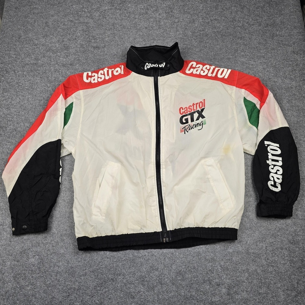Vintage Castrol Jacket‎ Mens XL Multicolor GTX Racing Windbreaker Retro
